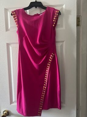 Pink faux wrap dress